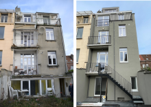 façade arrière de l'immeuble rue Bonaventure avant et après